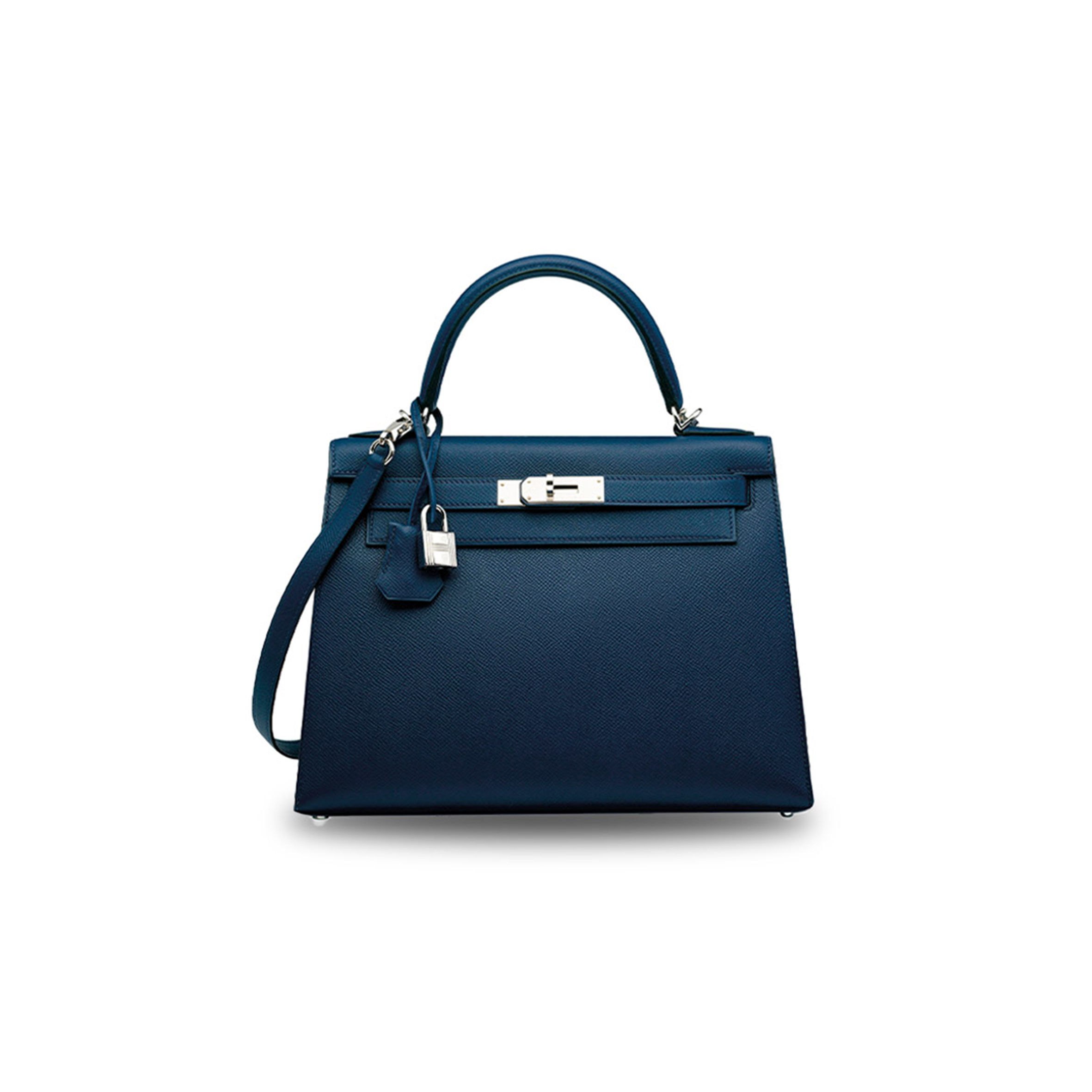 HERMÈS AN INDIGO KELLY 25 WITH PALLADIUM HARDWARE (25*17*7cm)